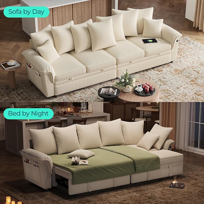 LINSY HOME Oversized Sectional Sleeper Sofa