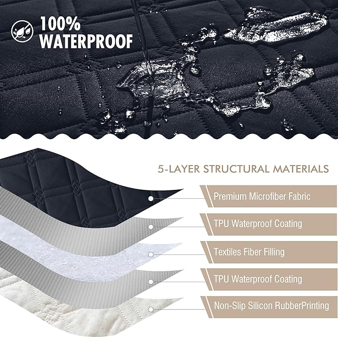 Genina Waterproof Couch Cover, Washable Anti-Slip 78inch Sofa Covers