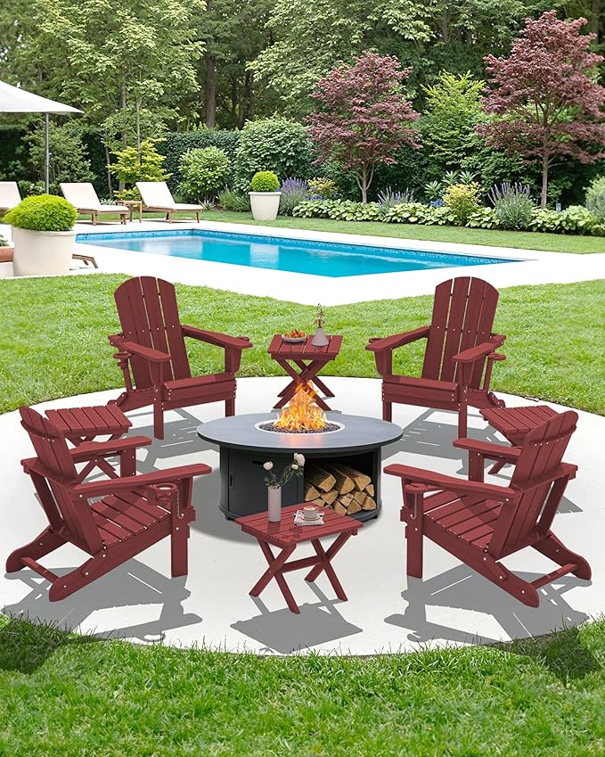 SERWALL Folding Adirondack Side Table, HDPE Small Outdoor Table, No Assembly