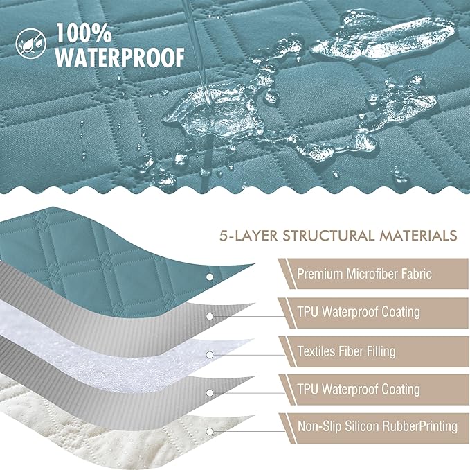 Genina Waterproof Couch Cover, Washable Anti-Slip 67 inch Sofa Covers