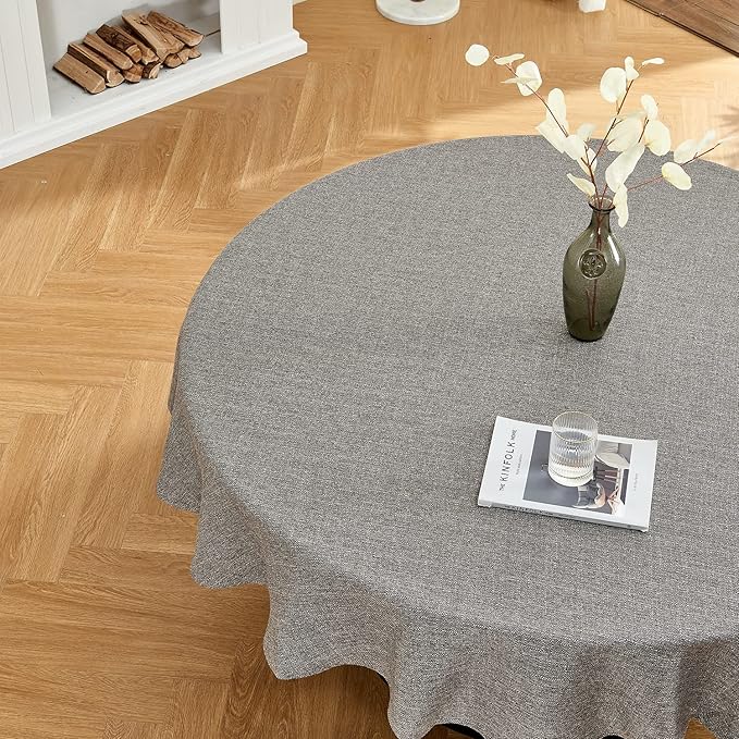 BALCONY & FALCON Round Tablecloth Washable Wrinkle Resistant and Water Proof