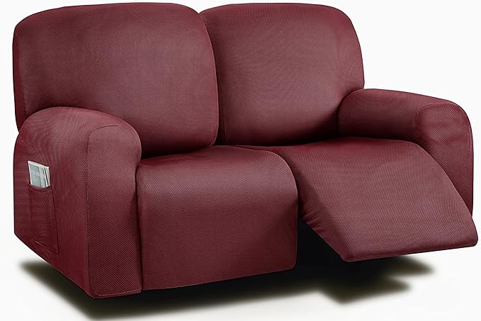 ULTICOR Reclining Loveseat Slipcover, 6-Piece Yarn Dyed Loveseat Reclining Sofa