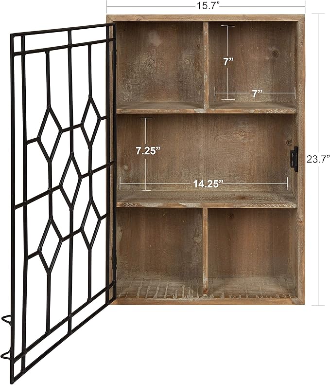 Kate and Laurel Megara Decorative Wooden Wall Hanging Curio Cabinet