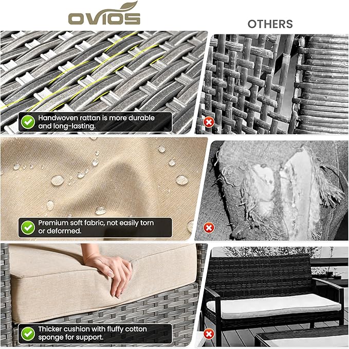ovios 7-Piece Patio Furniture Set, Outdoor Wicker Sofa