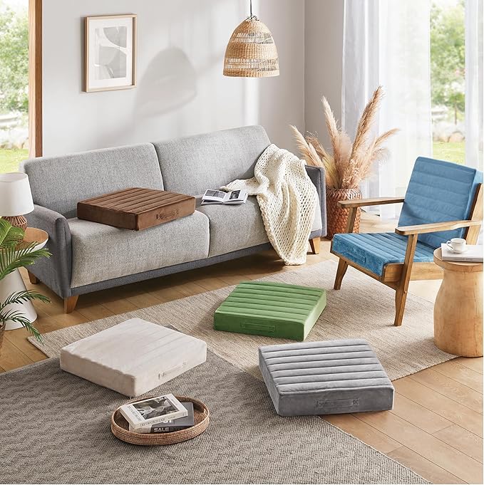Codi High Density Foam Floor Pillow 2 Sets, Large Meditation Cushions Seating