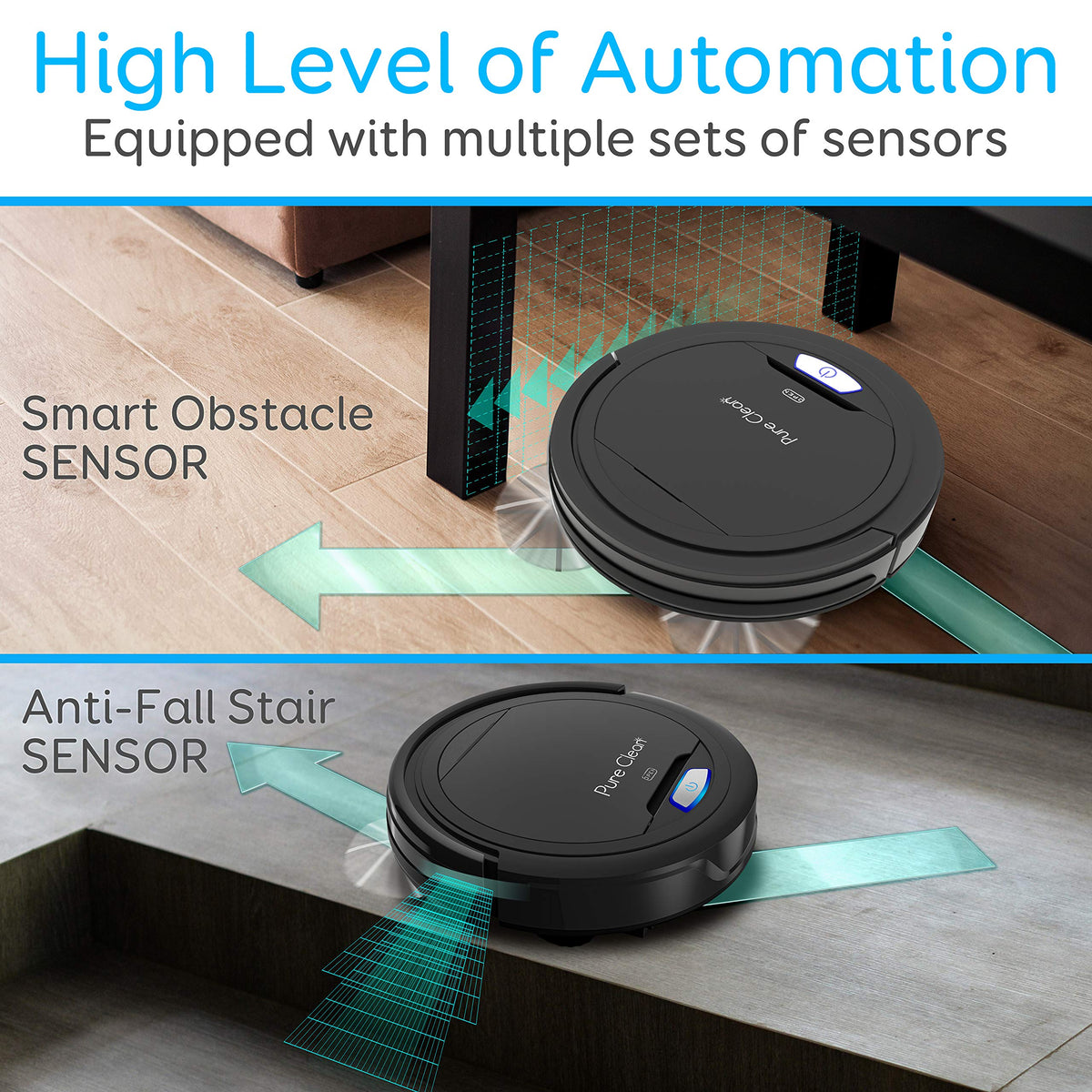 SereneLife Pure Clean Robot Vacuum Cleaner - Upgraded Lithium Battery 90 Min Run Time - Automatic Bot Self Detects Stairs Pet Hair Allergies Friendly Robotic Home Cleaning for Carpet Hardwood Floor