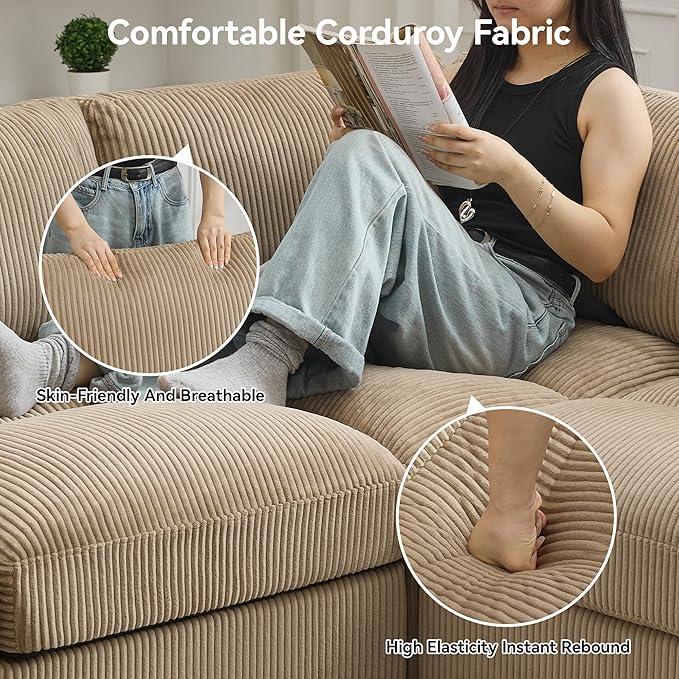 87.5'' L Shaped Modular Sectional Sofa, 3 Seater Cloud Couch