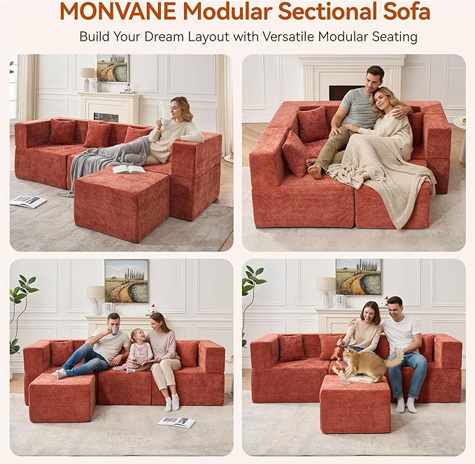 MONVANE 103'' Modular Sectional Sofa, Cloud Sectional Couch