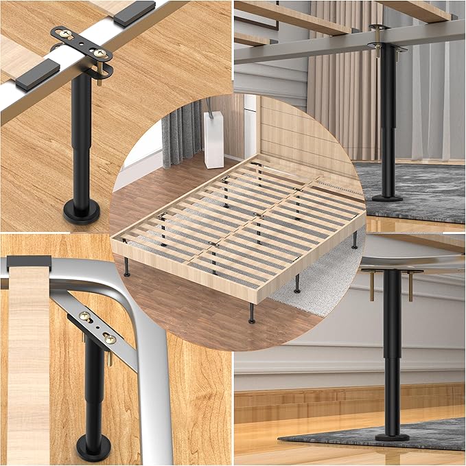 Wlrrcwdttc 4 Pcs Adjustable Height Bed Support Legs 5.9-10.5 inch, Bed Frame
