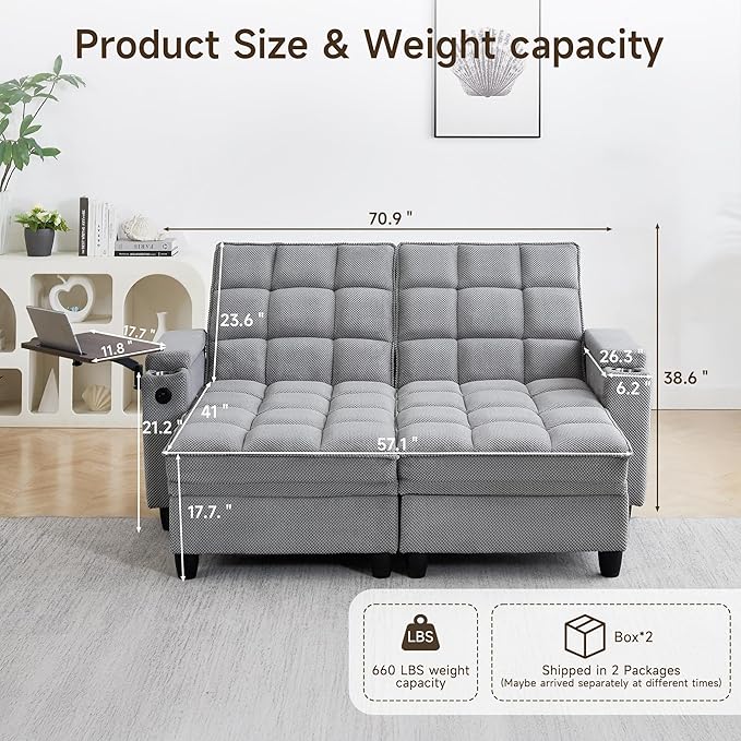 70.9" Chaise Lounge Chair Indoor, Oversized Boucle Upholstered Sofa Bed