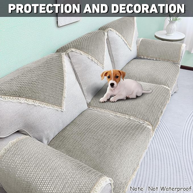 Couch Arm Covers, Couch Covers, Non-Slip Lace Armrest Covers, Headrest/Backrest