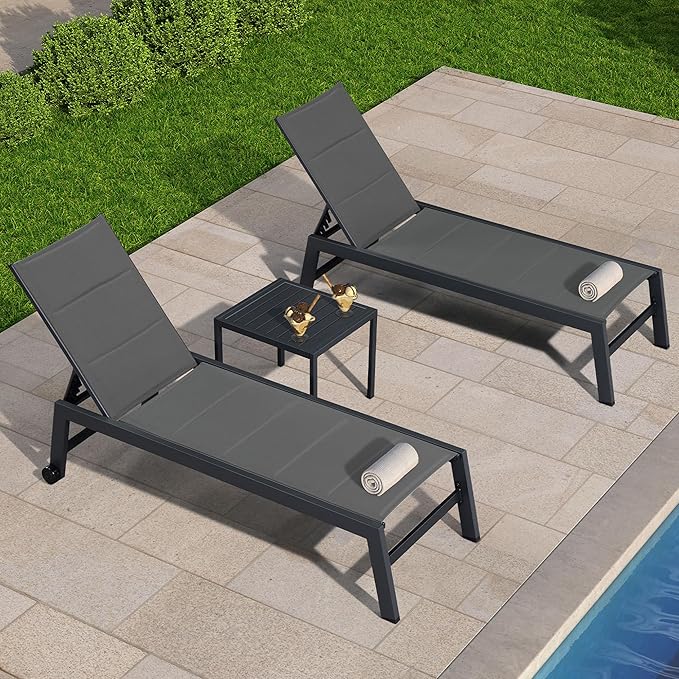 PURPLE LEAF Outdoor Chaise Lounge Set of 2 Aluminum Patio Lounge Chair