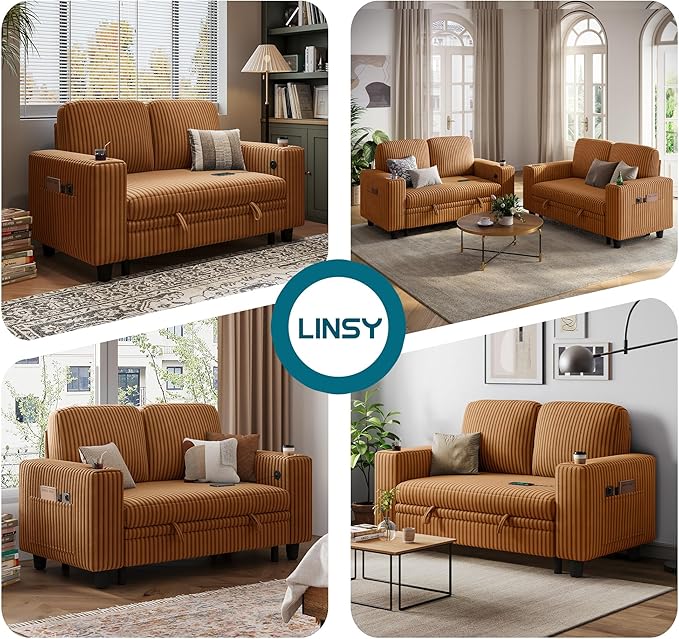 LINSY HOME Sectional Sleeper Sofa Pull Out Couches