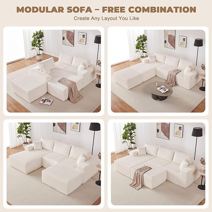 Weture 108” Modular Sectional Couches, Modern Modular U-Shape Sofa