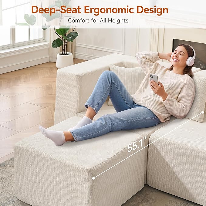 MONVANE Modular Sectional Sofa, Oversized 12 Seat Convertible U Shaped Couch