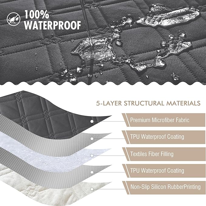 Genina Waterproof Couch Cover, Washable Anti-Slip 67 inch Sofa Covers