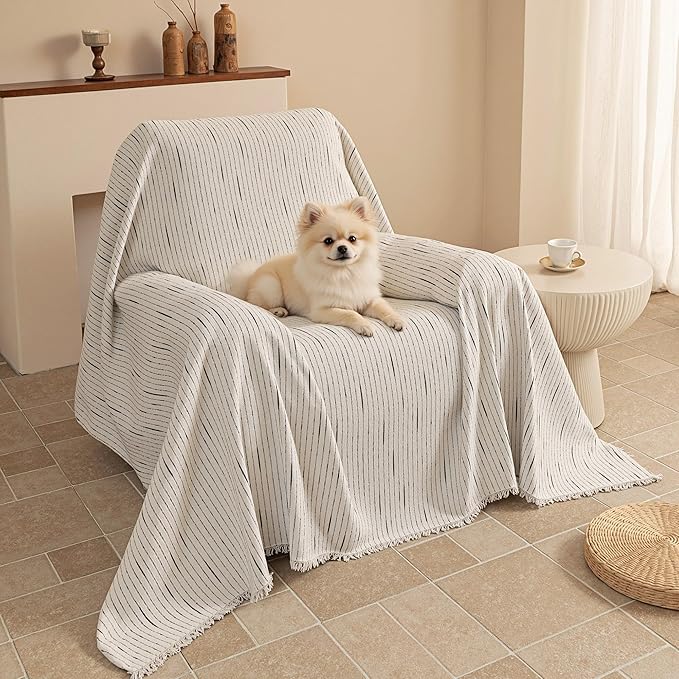 MYSKY HOME Chair Covers Armchair, Recliner Chair Cover Beige Couch Cover