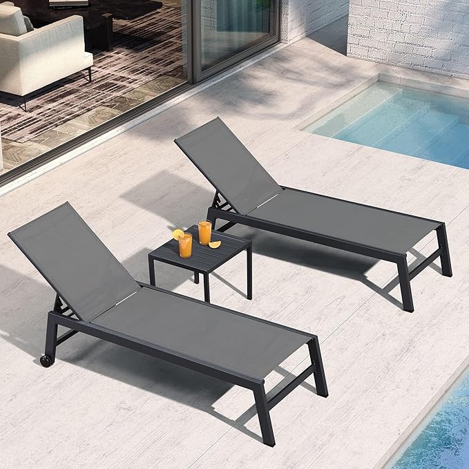 PURPLE LEAF Patio Chaise Lounge Set 4 Pieces Aluminum Outdoor Lounge Chairs