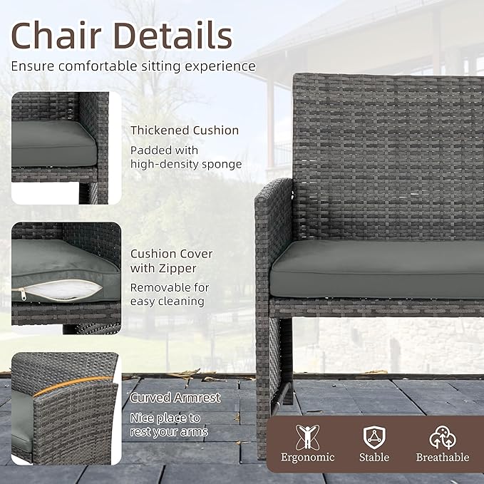 4 Piece Patio Ratten Set Outdoor Furniture Set Wicker Conversation Set