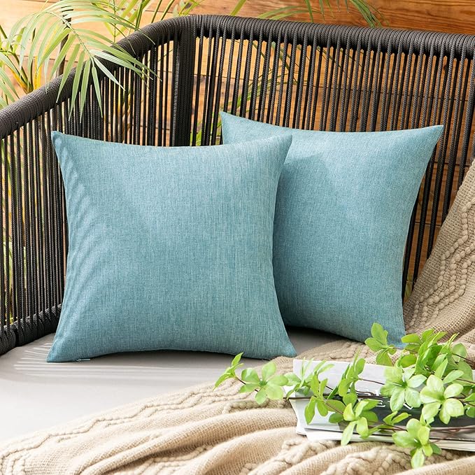 MIULEE Pack of 2 Decorative Outdoor Solid Waterproof Throw Pillow Covers Faux