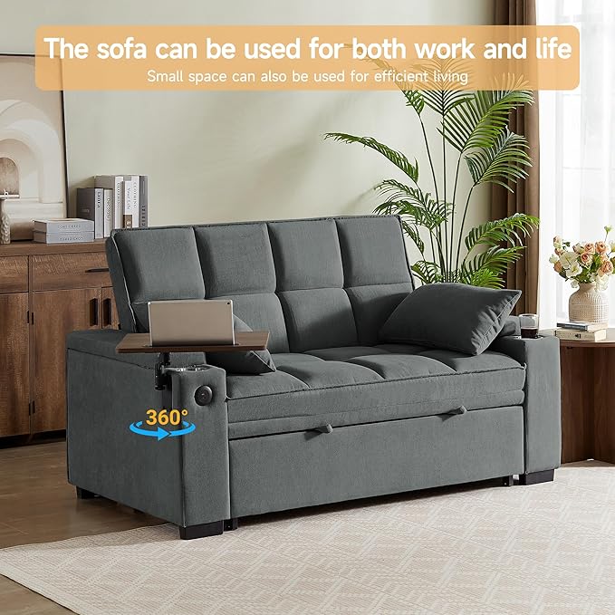 Auvsoce 65'' Chaise Lounge Chair Indoor, 3-in-1 Convertible Sofa Bed