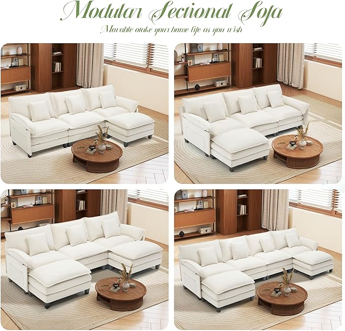 Cloud Couch, Deep Seat Couches for Living Room, Bedroom and Apartment, L Shaped