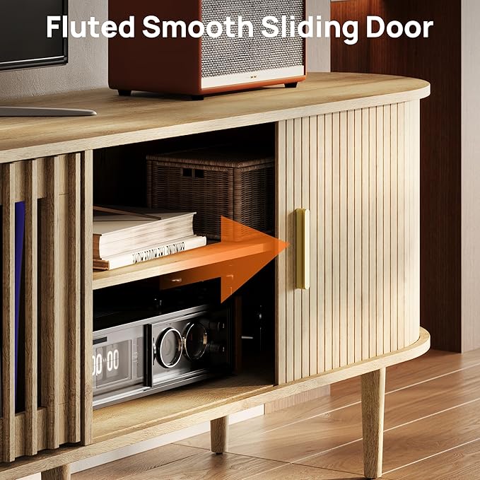 70" Fluted Mid Century Modern TV Stand