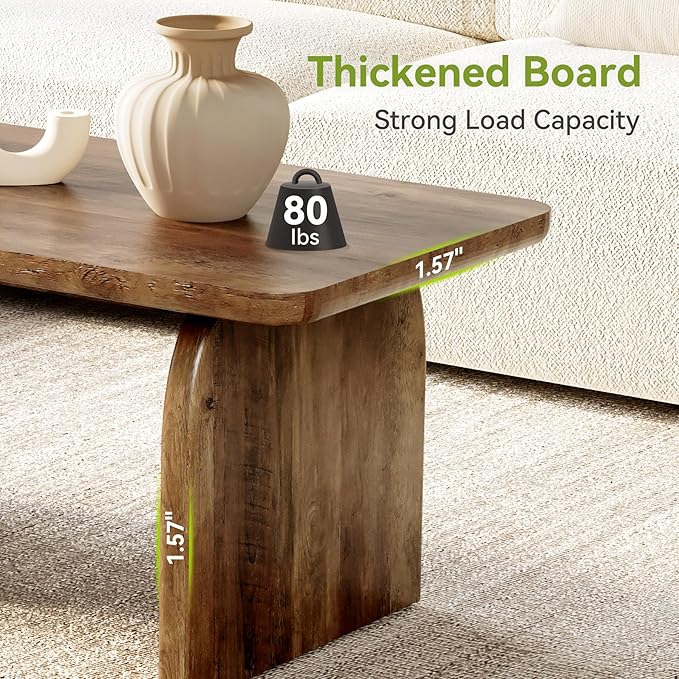 LITTLE TREE Farmhouse Coffee Table, 47 Inches Wooden Center Tables