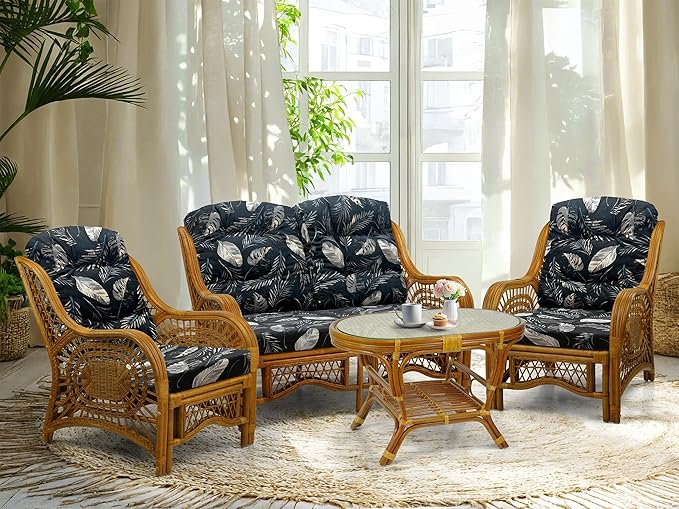 Malibu Lounge Loveseat Sofa Natural Rattan Wicker Handmade Design, Colonial