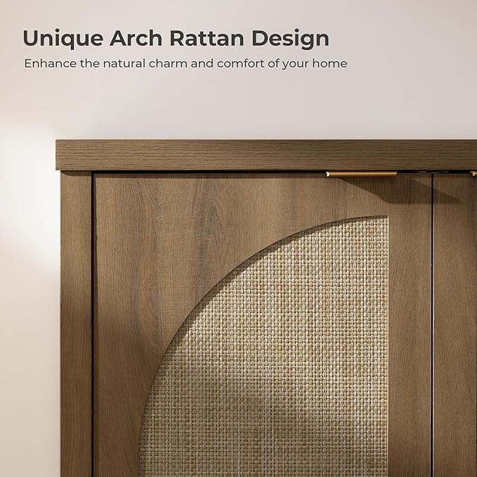 SICOTAS 102" W Rattan Sideboard Buffet Cabinet