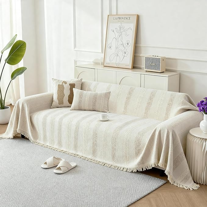 Boho Sofa Covers for 2 Cushion Couch, Chenille Sofa Slipcover for Pets Washable