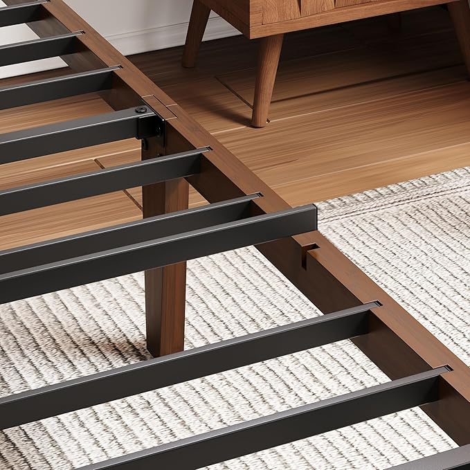 BOSRII 14in High Solid Bamboo Wood Platform Queen Size Bed Frame