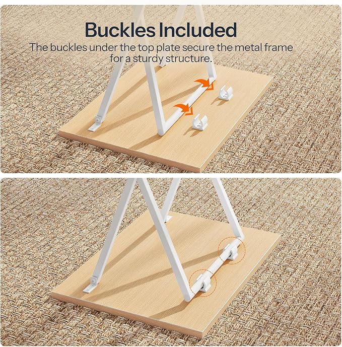 HOOBRO Folding TV Tray Tables, Industrial Snack Tables