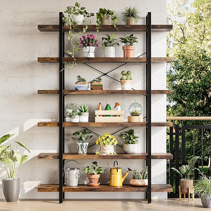 OtterOasis Heavy Duty 6-Tier Industrial Bookcase, 120lbs Shelf Capacity
