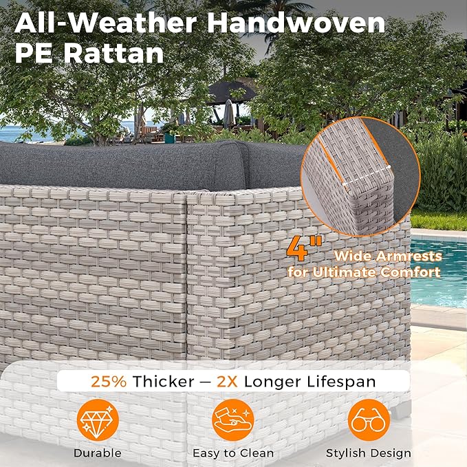 14-Seat Outdoor Wicker Patio Furniture Set