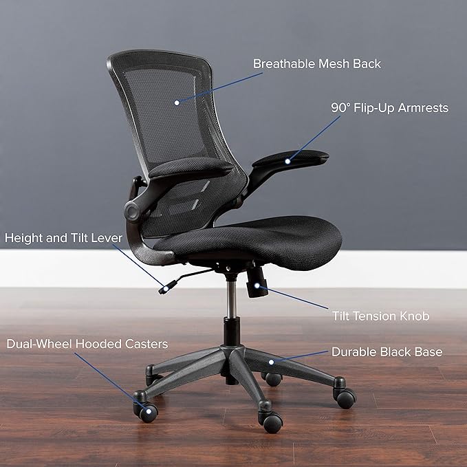 Flash Furniture Set of 4 Mid-Back Swivel Ergonomic Task Office Chairs