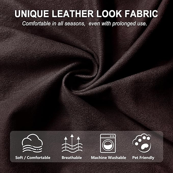 ANARACHON Leather Look Loveseat Recliner Cover, 6-Pieces Stretch Dual Recliner