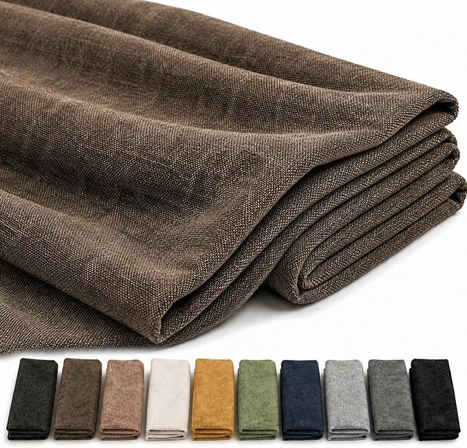 Mini Chenille Linen Blend Upholstery Fabric by the Yard, 57 Inch Wide Soft
