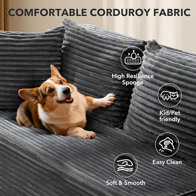 Hetoy Oversized L Shape Modular Sofa, Soft Modular Sectional Couch