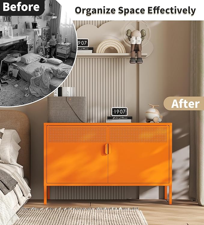 Orange Metal Storage Cabinet