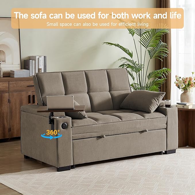 Auvsoce 65" Sleeper Sofa Bed Loveseat, Convertible Couch