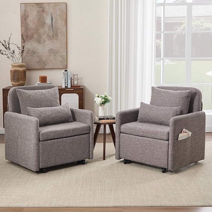 Iroomy 5-Level Adjustable Convertible Sleeper Chair Set of 2, 3-in-1 87'' Long