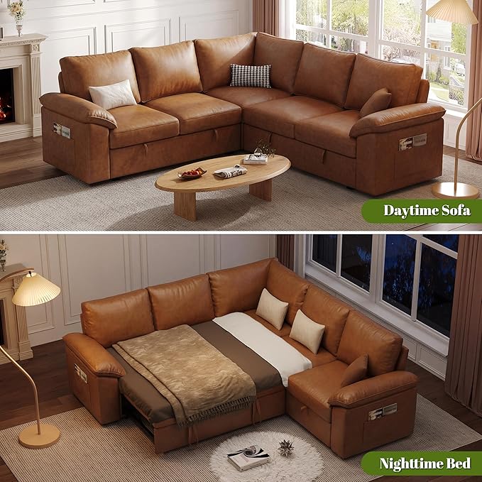 85 Inch Faux Leather Modular Sectional Sofa