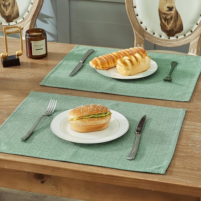 BALCONY & FALCON Placemats Set of 6 Faux Linen Cloth Place Mats Washable