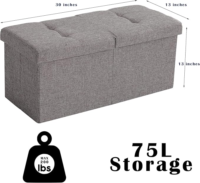 Storage Ottoman Bench Foldable Seat Footrest End of Bed Ottoman