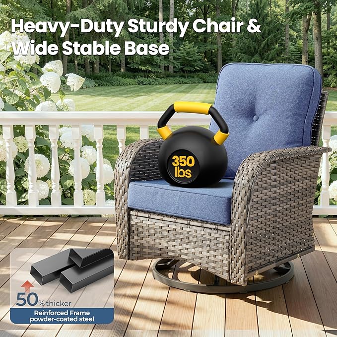 Weaxty Outdoor Swivel Rocker Patio Chairs, 3 Pieces Patio Furniture Set