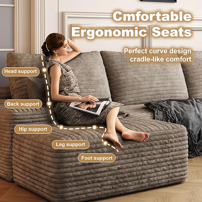 108" Sectional Couches for Living Room Cloud Couch Sofa