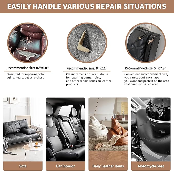 ONine Leather Repair Patch, Self-Adhesive Couch Patch, Car Seats Backpack