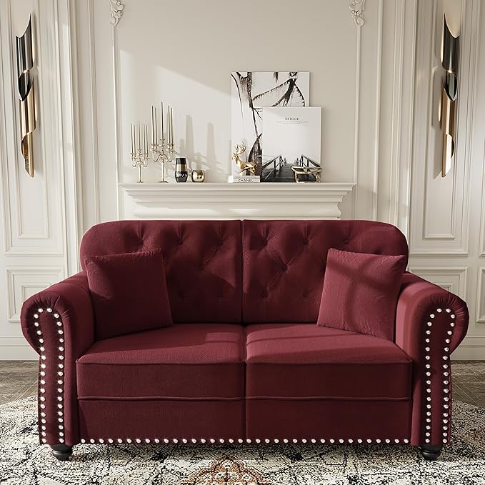 KEIKI 63" Velvet Chesterfield Sofa