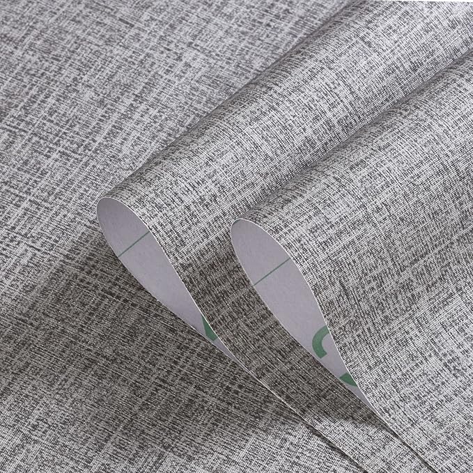 Grey Grasscloth Peel and Stick Wallpaper Gray Contact Paper 472inch Waterproof